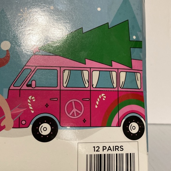 Christmas 12 Days of Socks Gift Box 12 Pairs No Show Socks Ladies 9-11 - Picture 3 of 10